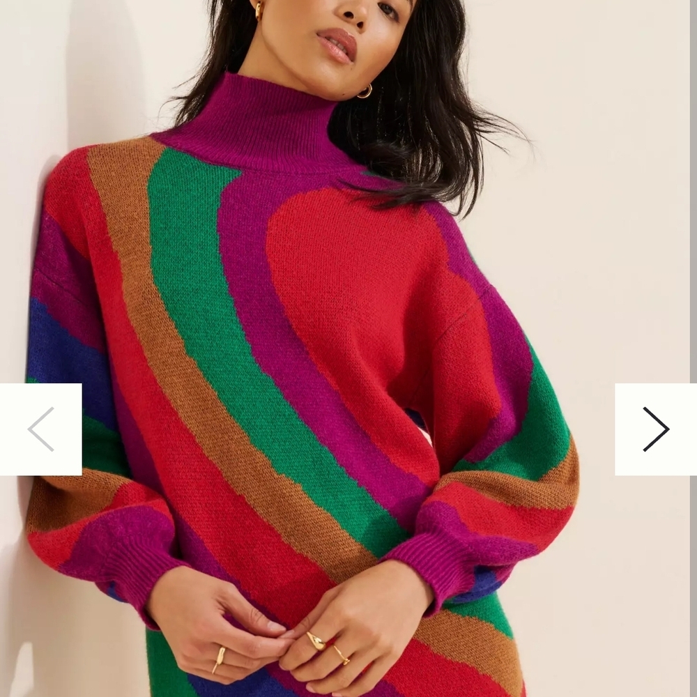 Colorful Women's Mini Sweater Dress
